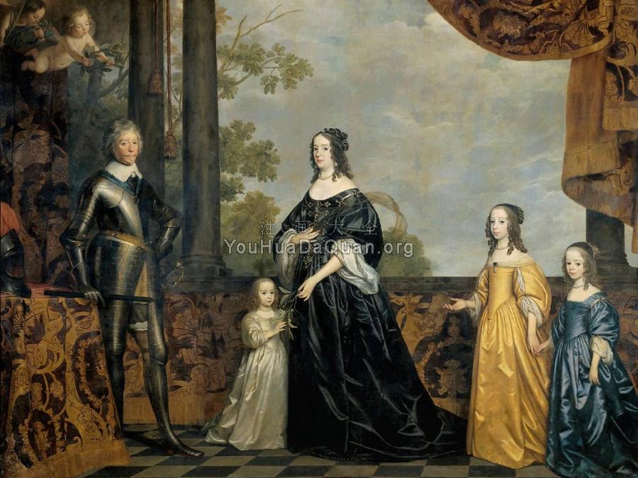 Frederick Hendrick, Prince of Orange, with His Wife Amalia van Solms and Their Three Youngest Daughters - 格里特·范·弘索斯特